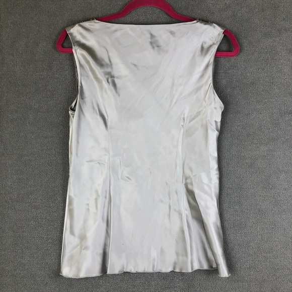 Nine West Y2K 100% Silk Silver gray Beaded V Neck Top - Picture 5 of 8